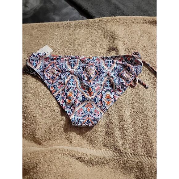 RAISINS Women's Blue Stretch Side Tie Aquarius Rising Bikini Swimsuit Bottom L - Picture 3 of 5